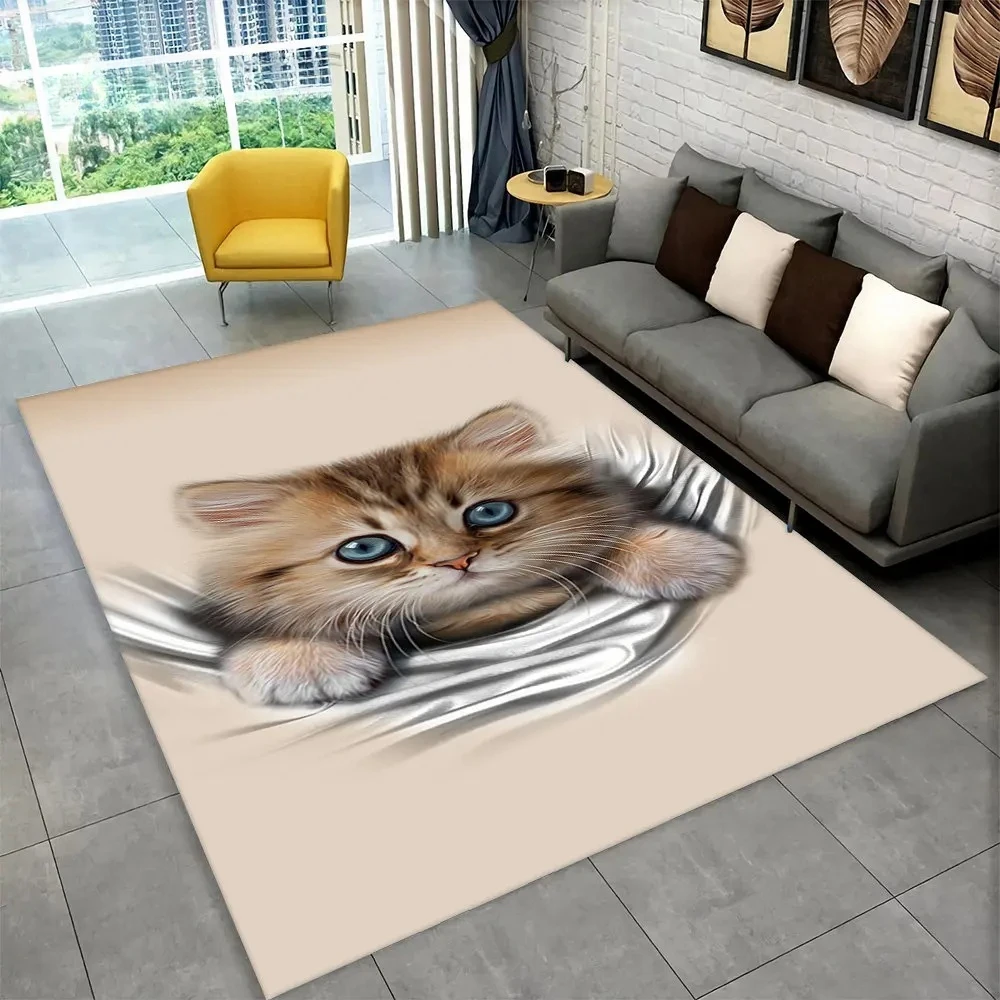 Kids Outdoor Kitchen Diy - 3D schattig kat cartoon vloerkleed, tapijt