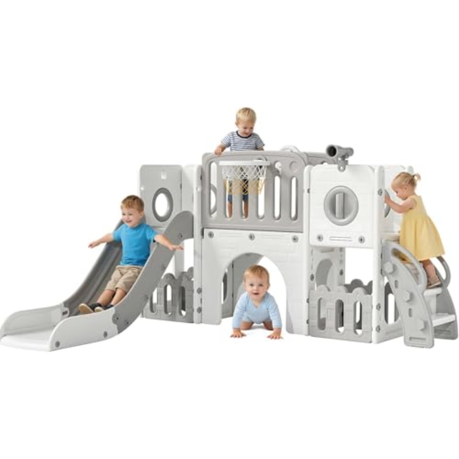 Kids Outdoor Playground - 9-in-1 peuter glijbaanset, grote klim- en