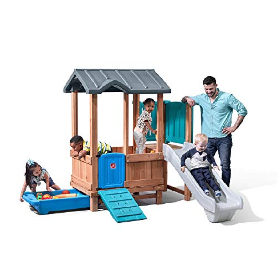 Kids Outdoor Playground - Woodland Adventure Speelhuis & Glijbaan, Buitenspeelset