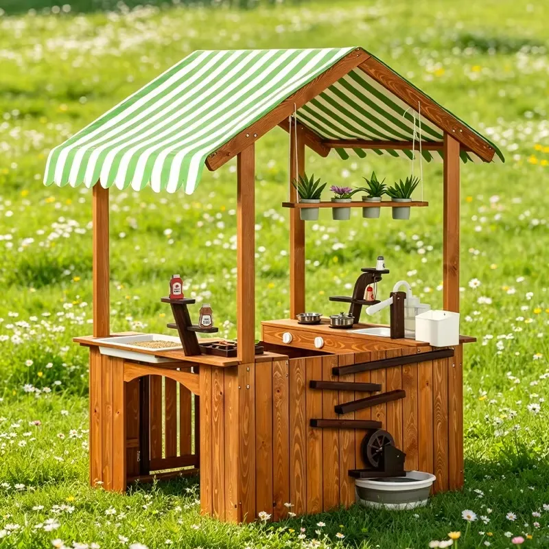 Kids Outdoor Mud Kitchen - Houten speelkeuken met modderbak voor kinderen,