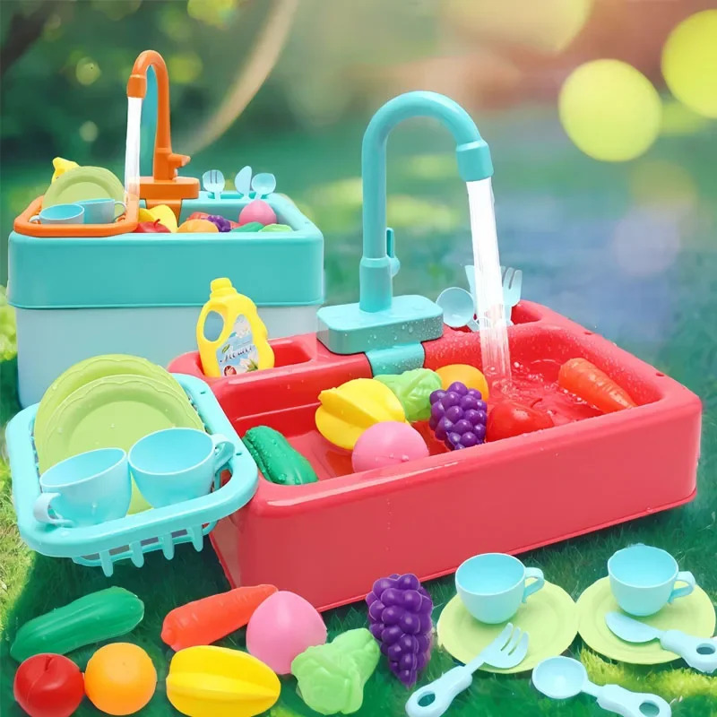 Kids Outdoor Mud Kitchen - Keukenspeelgoed Plastic Afwasgootsteenset Met Kraan Fantasiespel