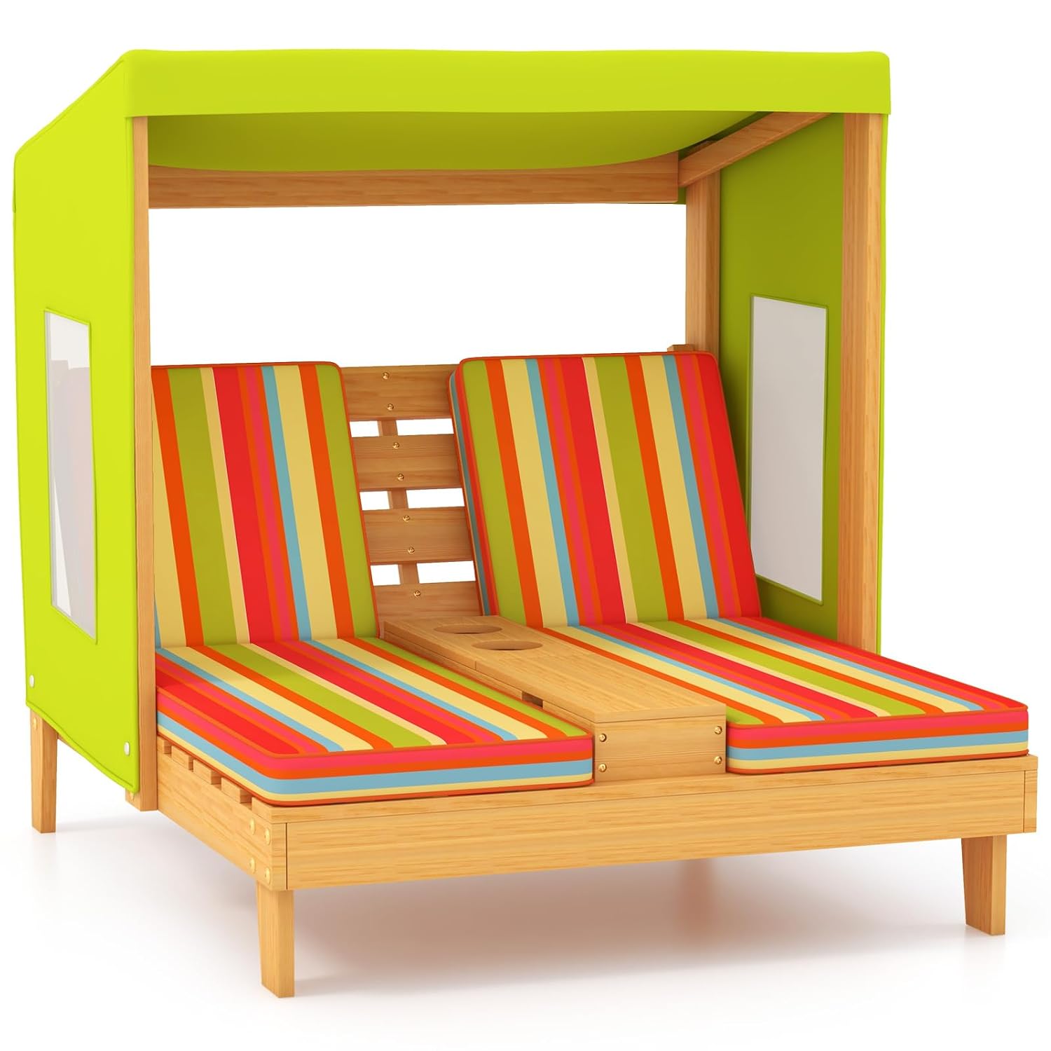 Kids Outdoor Lounge Furniture - Houten dubbele chaise longue voor kinderen