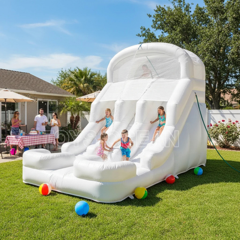 Kids Outdoor Water - Opblaasbare waterglijbaan voor kinderen, dubbele witte