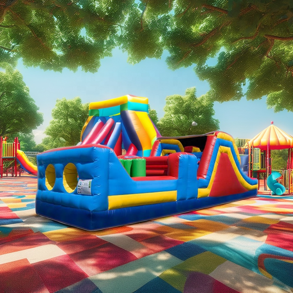 Reuze commerciële opblaasbare  - Kids Outdoor Obstacle Course Equipment recensie en prijs