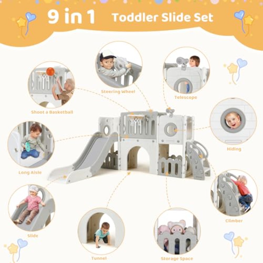 9-in-1 peuter glijbaanset, gro - Kids Outdoor Playground recensie en prijs