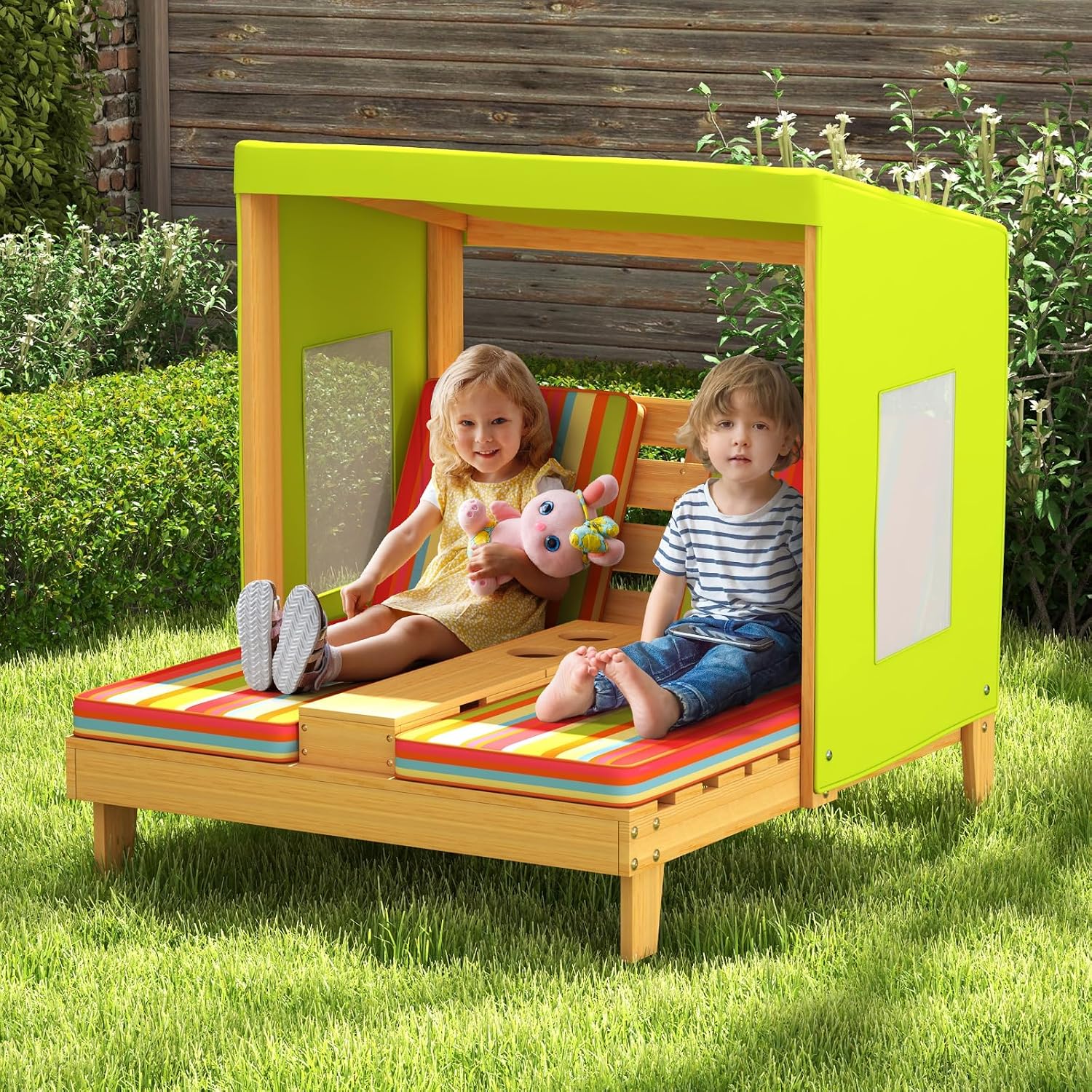 Houten dubbele chaise longue v - Kids Outdoor Lounge Furniture recensie en prijs