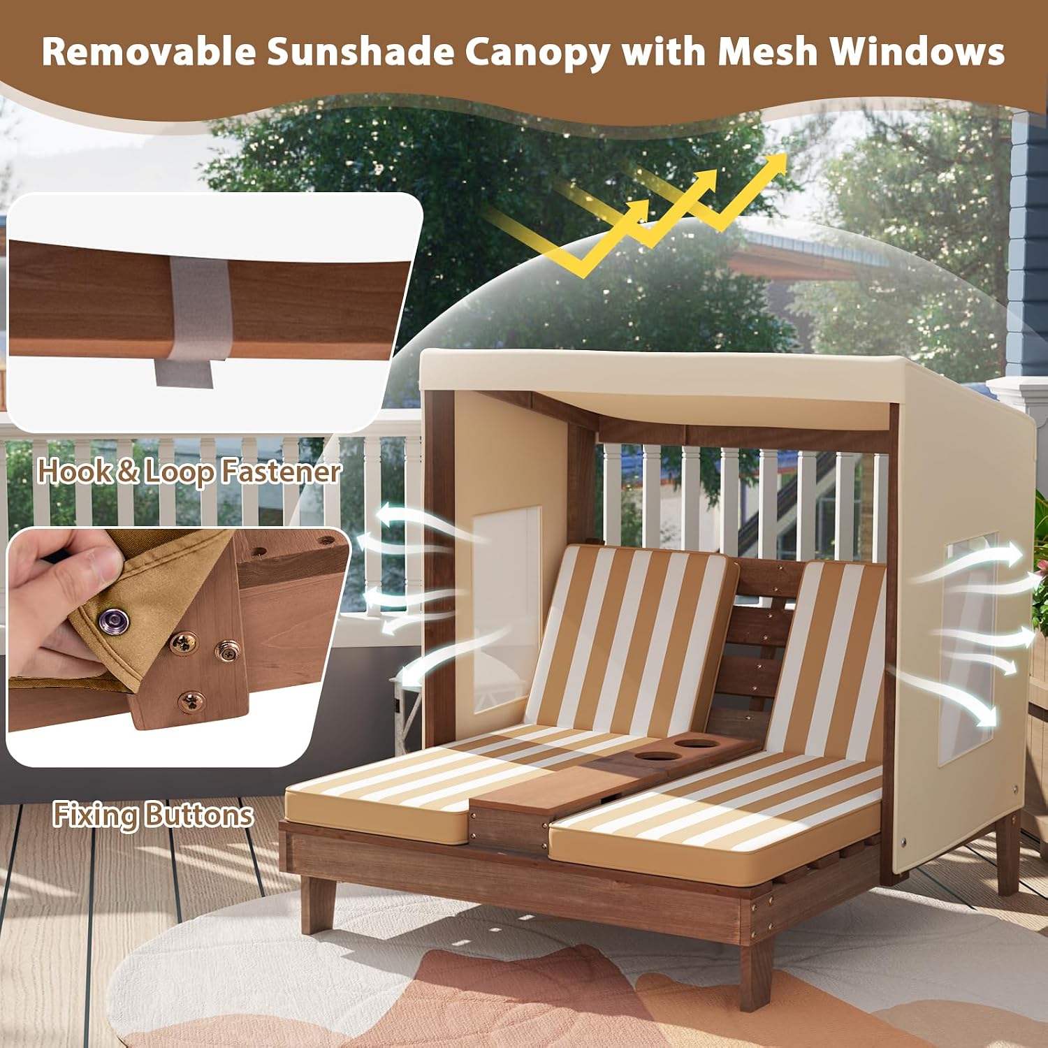 Houten dubbele kinderchaise lo - Kids Outdoor Lounge Furniture recensie en prijs